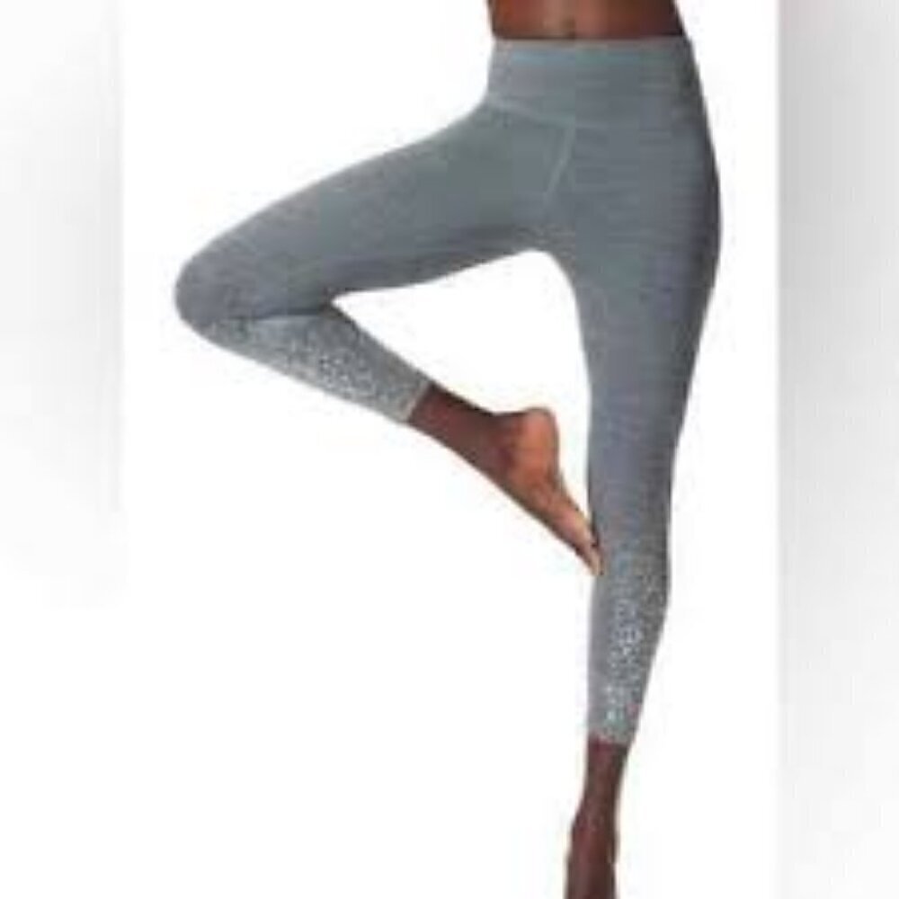 Sweaty Betty London Grey‎ Silver Splatter ⅞ Pants Size XS